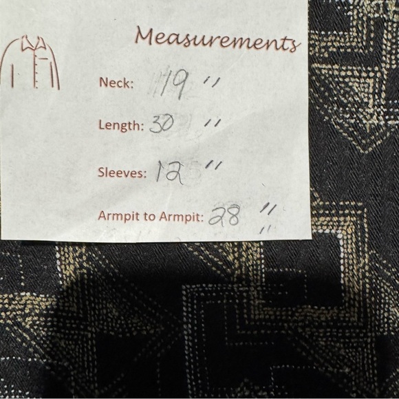 Claiborne Crazy Horse Men’s Casual Button Up Shirt XXL Black Geometric Pattern - Picture 7 of 7